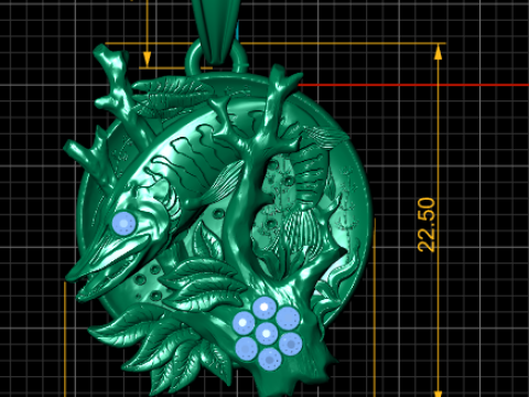 Golden Fish Coral Pendant 3Dプリントモデル