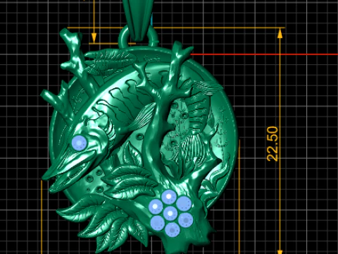 Golden Fish Coral Pendant 3D Print Model