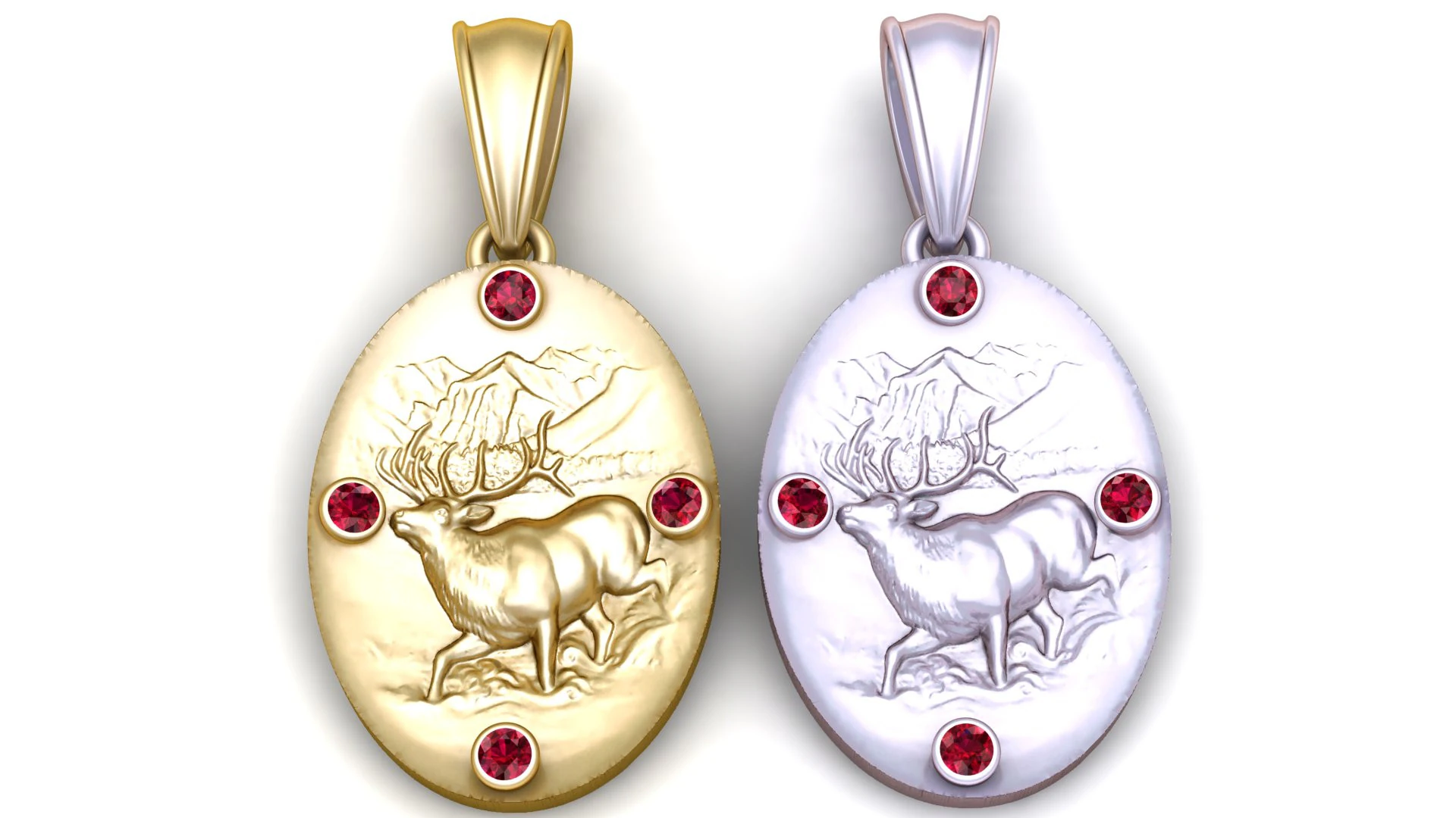 Golden Elk Mountain Pendant 3D Print Model .c4d .max .obj .3ds .fbx .stl .blend 
