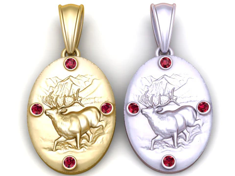 Golden Elk Mountain Pendant 3D Print Model