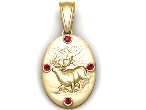 Golden Elk Mountain Pendant 3D Print Model