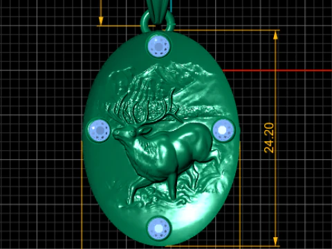 Golden Elk Mountain Pendant 3D Print Model