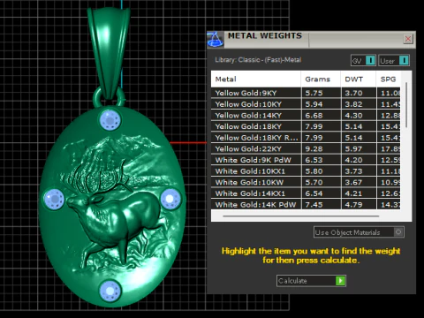 Golden Elk Mountain Pendant 3D Print Model