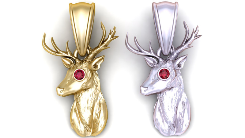 Regal Stag Gold Pendant 3D Print Model .c4d .max .obj .3ds .fbx .stl .blend 
