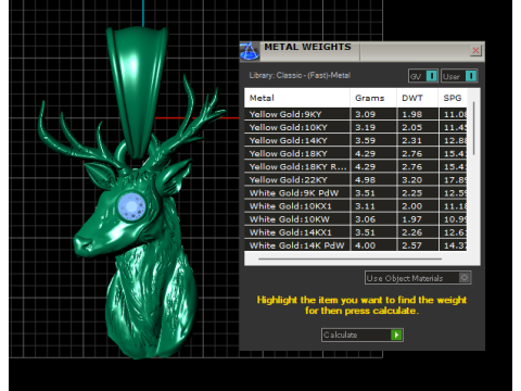 Regal Stag Gold Pendant 3D Print Model