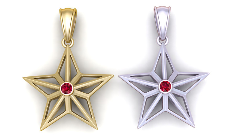 Ciondolo splendore stella dorata Modello di stampa 3D .c4d .max .obj .3ds .fbx .stl .blend 