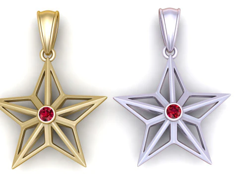 골든 스타 래디언스 펜던트 3D 프린트 모델