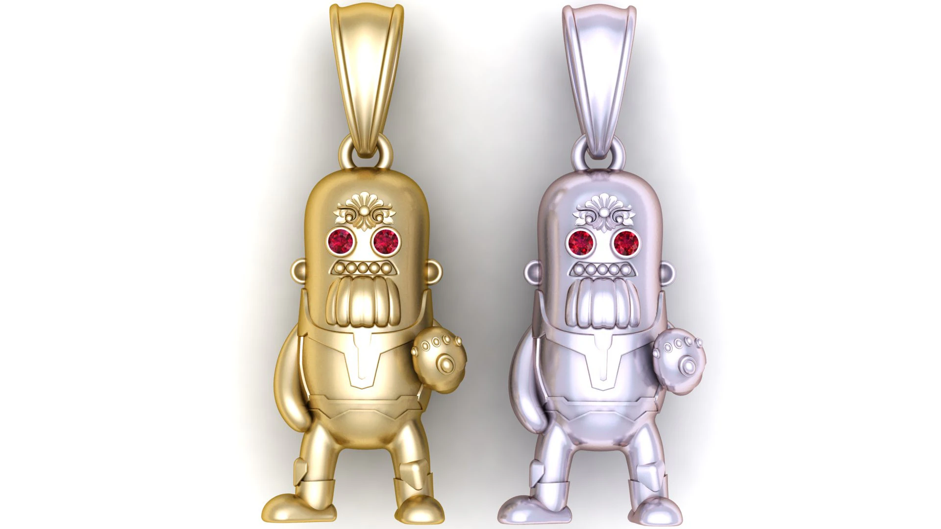 Golden Warrior Robot Pendant 3D Print Model .c4d .max .obj .3ds .fbx .stl .blend 