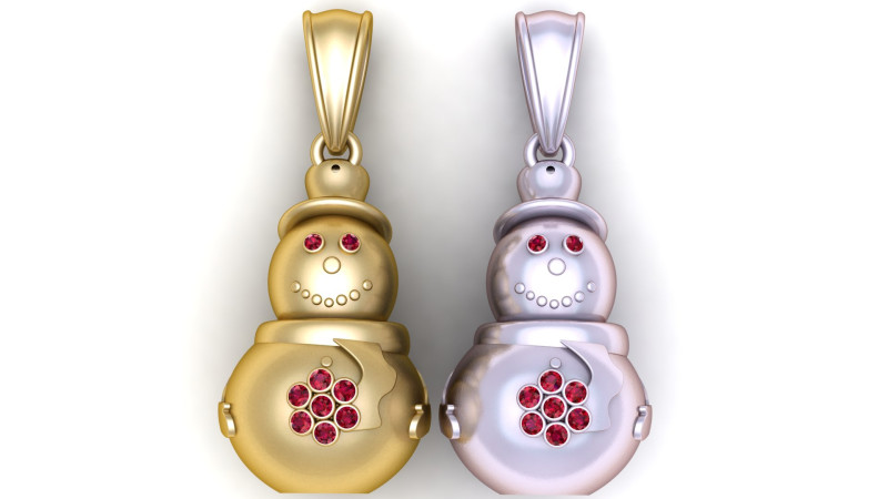Golden Snowman Pendant 3D 打印模型 .c4d .max .obj .3ds .fbx .stl .blend 