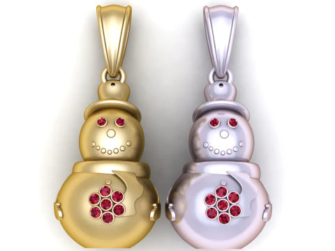 Золотий кулон Сніговик 3D Принт Модель