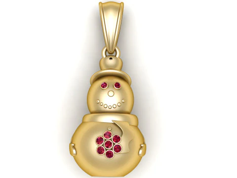 Golden Snowman Pendant 3D Print Model