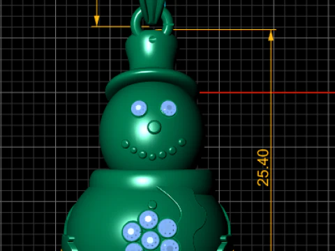 Golden Snowman Pendant 3D Print Model