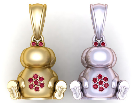 Golden Hippo Charm Pendant 3D Baskı Modeli