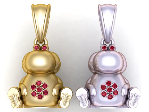 Pingente Hipopótamo Dourado Modelo de Impressão 3D