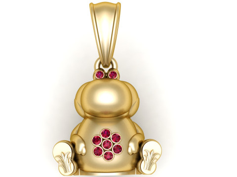 Golden Hippo Charm Pendant 3D 打印模型