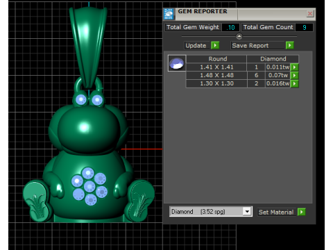 Golden Hippo Charm Pendant 3D 打印模型