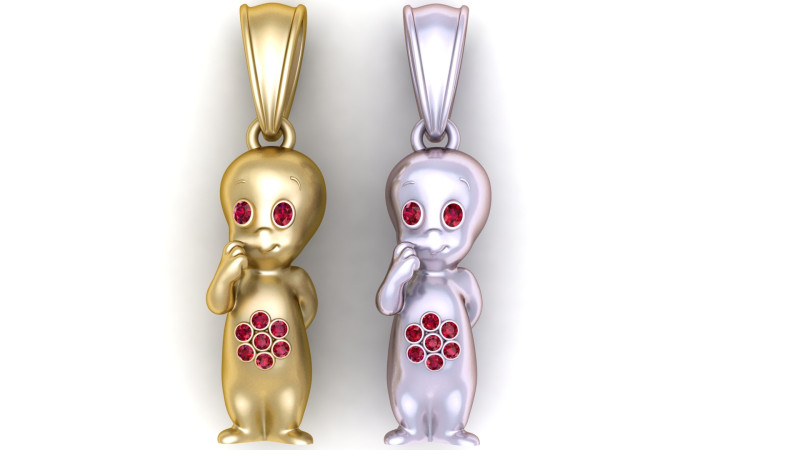 Golden Ghost Character Pendant 3D Print Model .c4d .max .obj .3ds .fbx .stl .blend