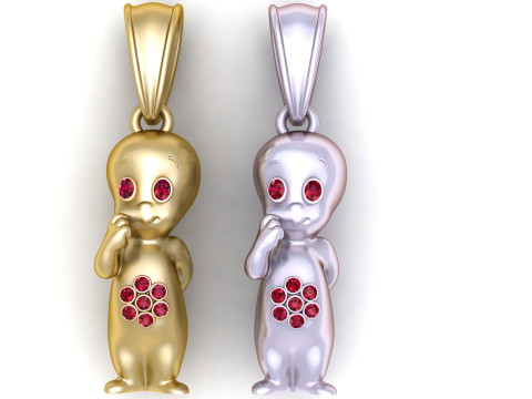 Golden Ghost Character Pendant 3D 프린트 모델
