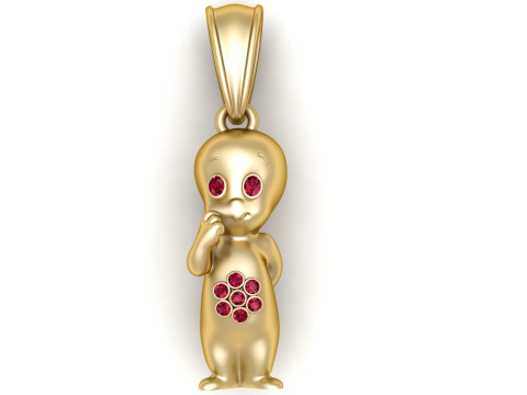 Golden Ghost Character Pendant Model Cetak 3D