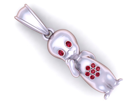 Golden Ghost Character Pendant Model Cetak 3D
