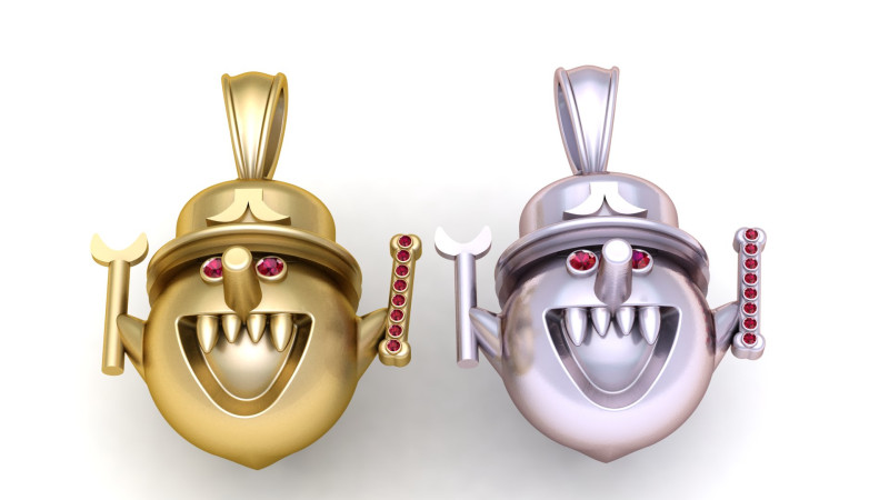 Golden Jester Face Pendant Modello di stampa 3D .c4d .max .obj .3ds .fbx .stl .blend