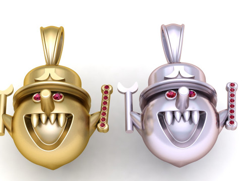 Golden Jester Face Pendant 3D 打印模型