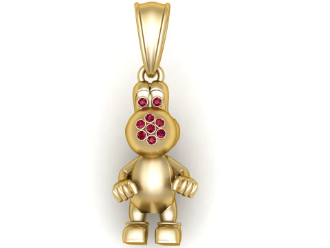 Golden Cartoon Creature Pendant 3D Print Model