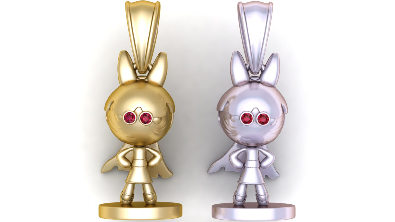 Golden Superhero Girl Pendant 3D Print Model .c4d .max .obj .3ds .fbx .stl .blend 