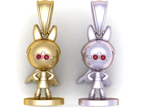 골든 슈퍼 히어로 소녀 펜던트 3D 프린트 모델