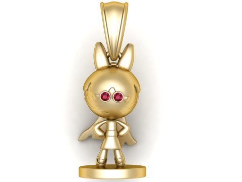 Golden Superhero Girl Pendant 3D Print Model