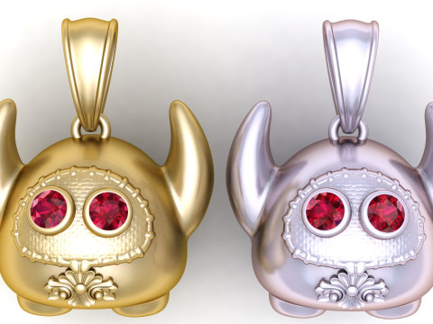 Golden Horned Creature Pendant Modelo de impresión 3D