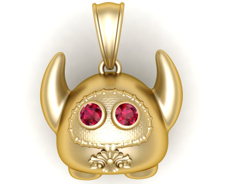 Golden Horned Creature Pendant 3D Print Model