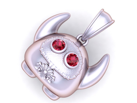 Golden Horned Creature Pendant 3D Print Model