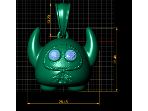 Golden Horned Creature Pendant 3D Print Model