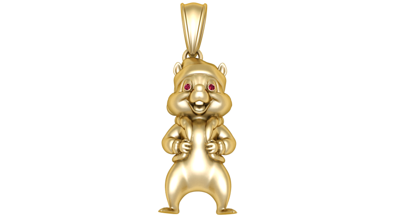 Gold chipmunk pendant 3D 打印模型 .c4d .max .obj .3ds .fbx .stl .blend 