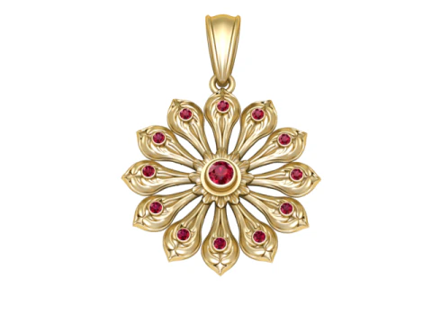 Gold flower pendant 3D Print Model