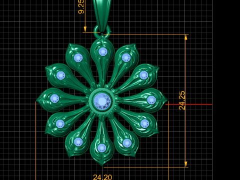 Gold flower pendant 3D Print Model