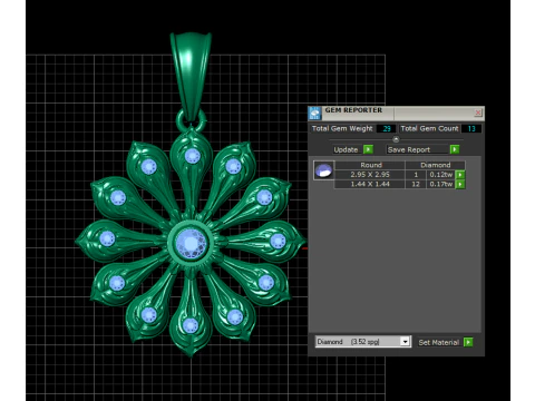 Gold flower pendant 3D Print Model