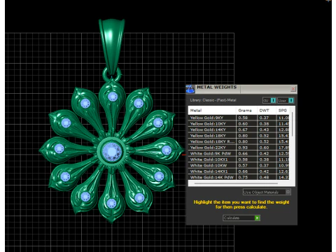 Gold flower pendant 3D Print Model