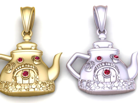 Złoty wisiorek z czajnikiem Model do druku 3D