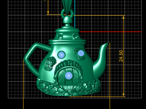 Golden Teapot House Pendant Model do druku 3D