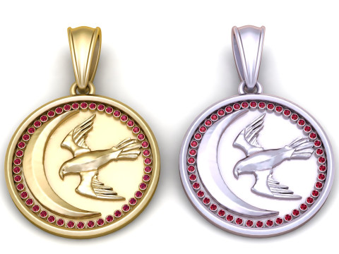 Golden Moon Soaring Bird Pendant Modelo de impresión 3D