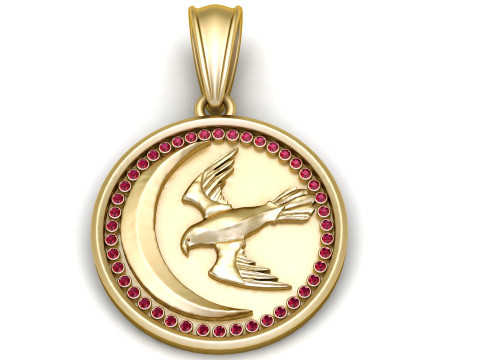 Golden Moon Soaring Bird Pendant 3D printmodel