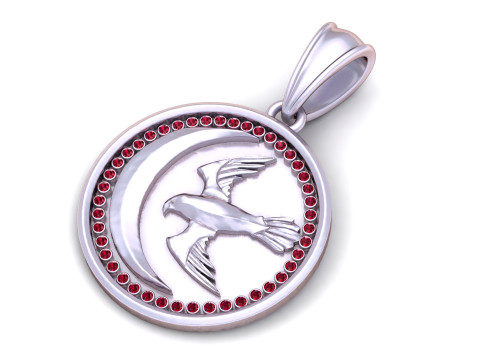 Golden Moon Soaring Bird Pendant 3D printmodel
