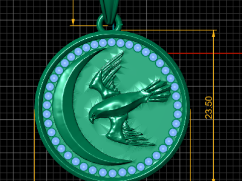 Golden Moon Soaring Bird Pendant 3D printmodel