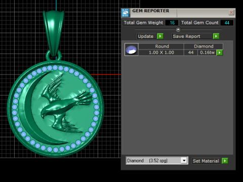 Golden Moon Soaring Bird Pendant 3D printmodel