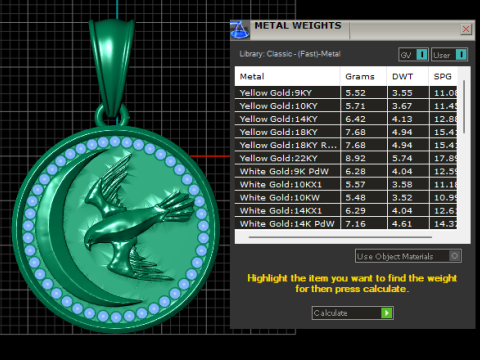Golden Moon Soaring Bird Pendant 3D printmodel