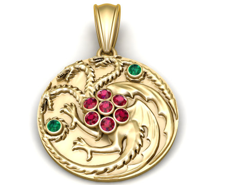 Golden Dragon Emblem Pendant 3D Print Model