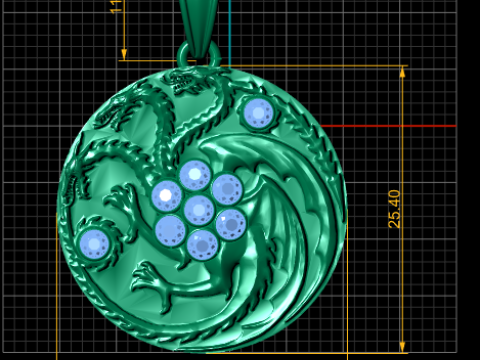 Golden Dragon Emblem Pendant 3D Print Model