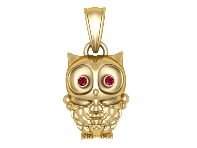 GOLD OWL PENDANT 3D PRINTABLE MODEL 3D Print Model .c4d .max .obj .3ds .fbx .stl .blend 